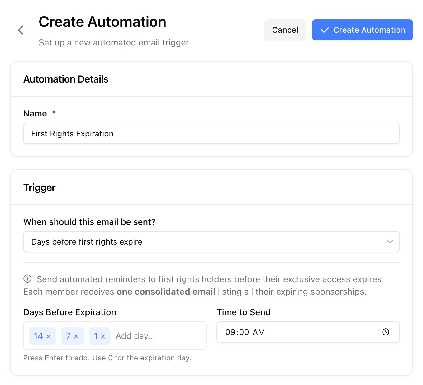 create automation dashboard